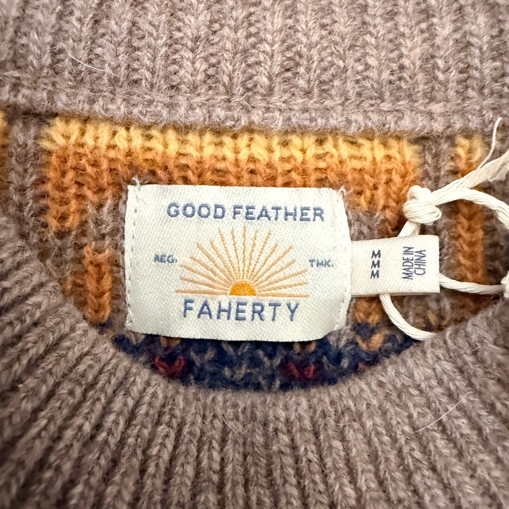NWT Faherty Artist Goodfeather Desert Earth Fire original design sweater size M - Picture 2 of 10